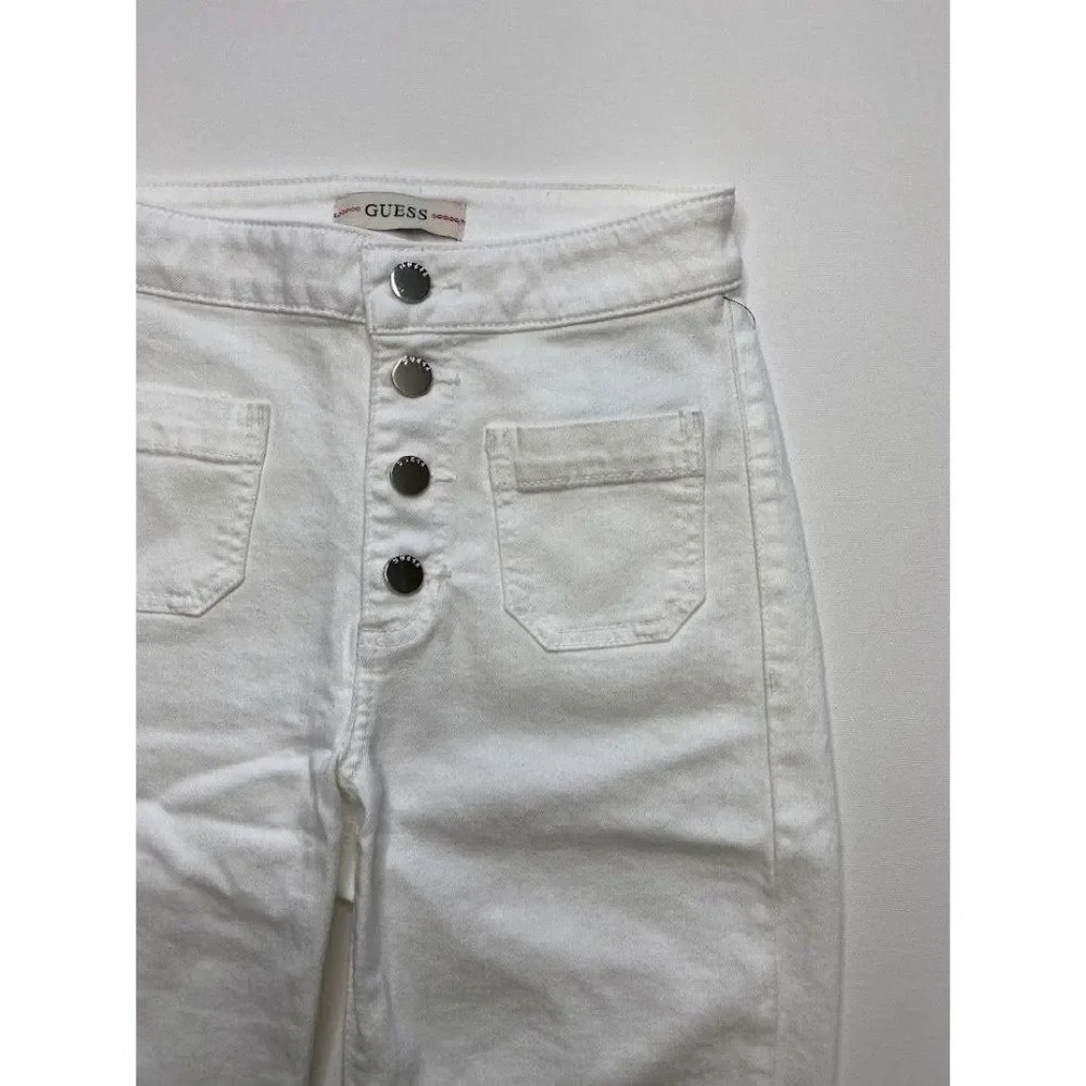 GUESS Bermuda Jean Shorts 25 White Women's Stretch Cut Off NEW‎
